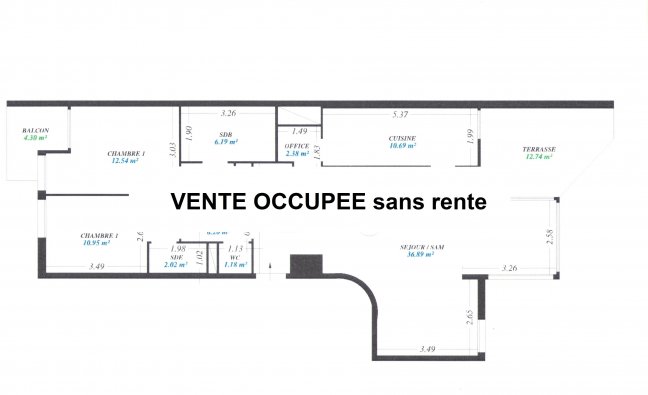 Viager Appartement  4 pices - 96.7m 75016 Paris