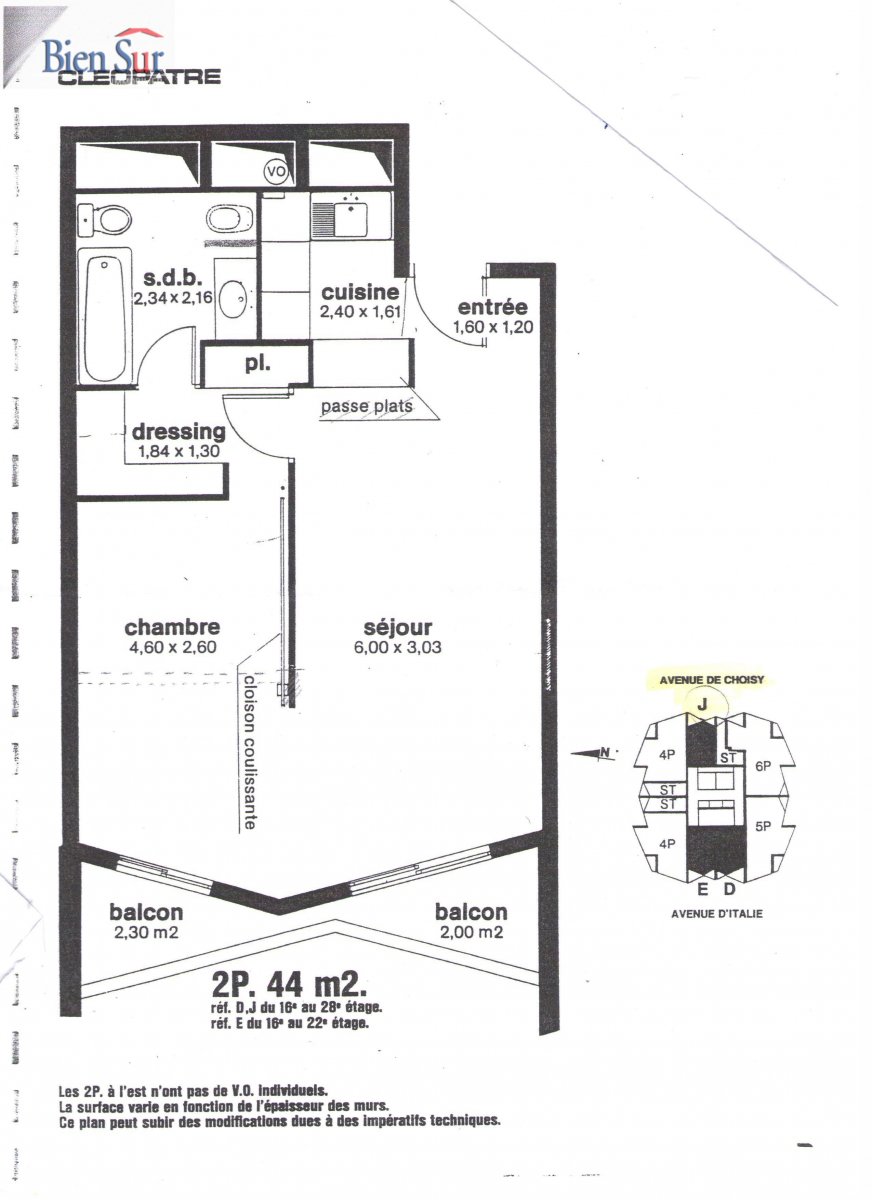 Vente Appartement  2 pices - 44m 75013 Paris 13