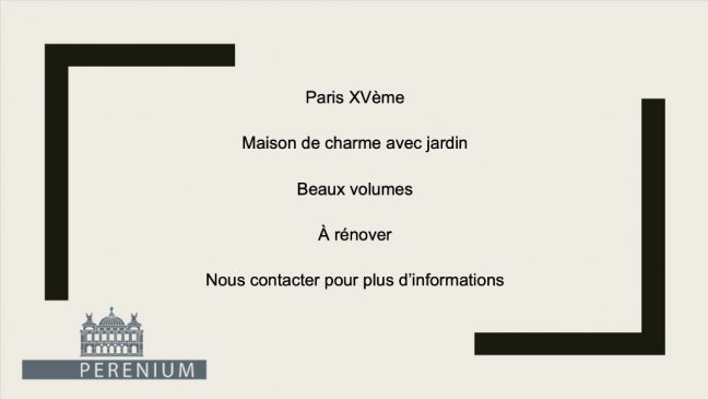 Vente maison Paris 15eme Arrondissement 75015