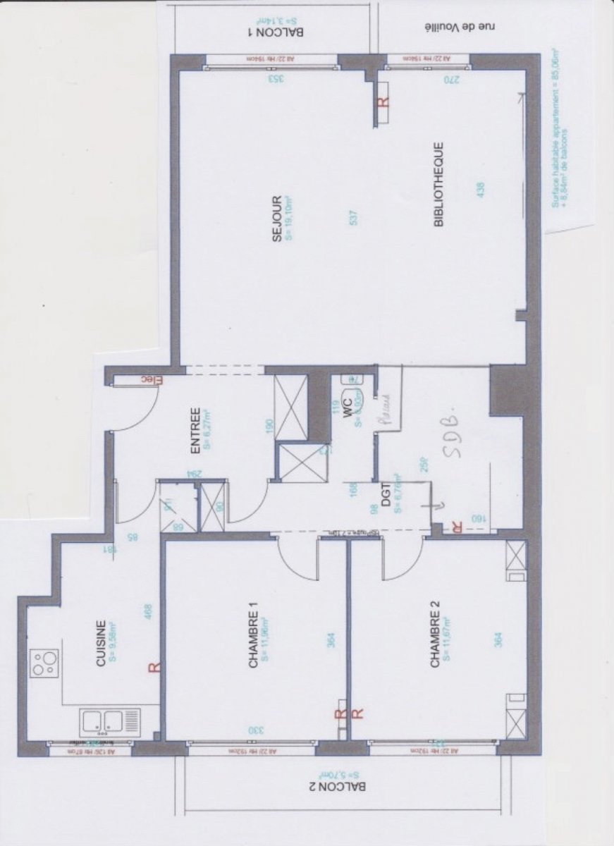 Vente Appartement  4 pièces - 85m² 75015 Paris