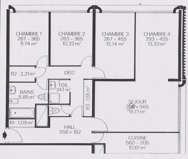 Vente Appartement  5 pices - 102m 75013 Paris