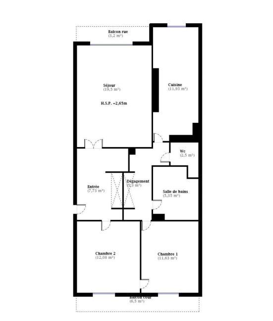 Vente Appartement  3 pices - 76.02m 75011 Paris