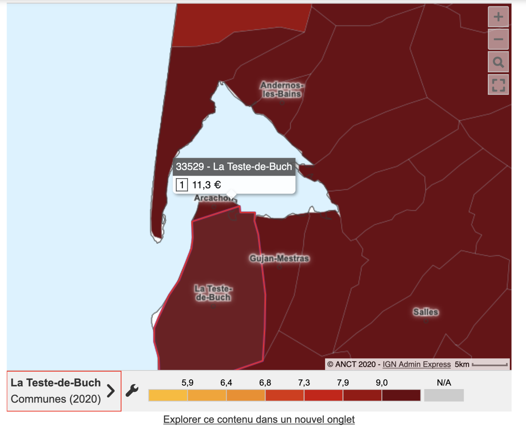 "Prix au m2 sur le Bassin d' Arcachon - La carte des loyers (officielle)"