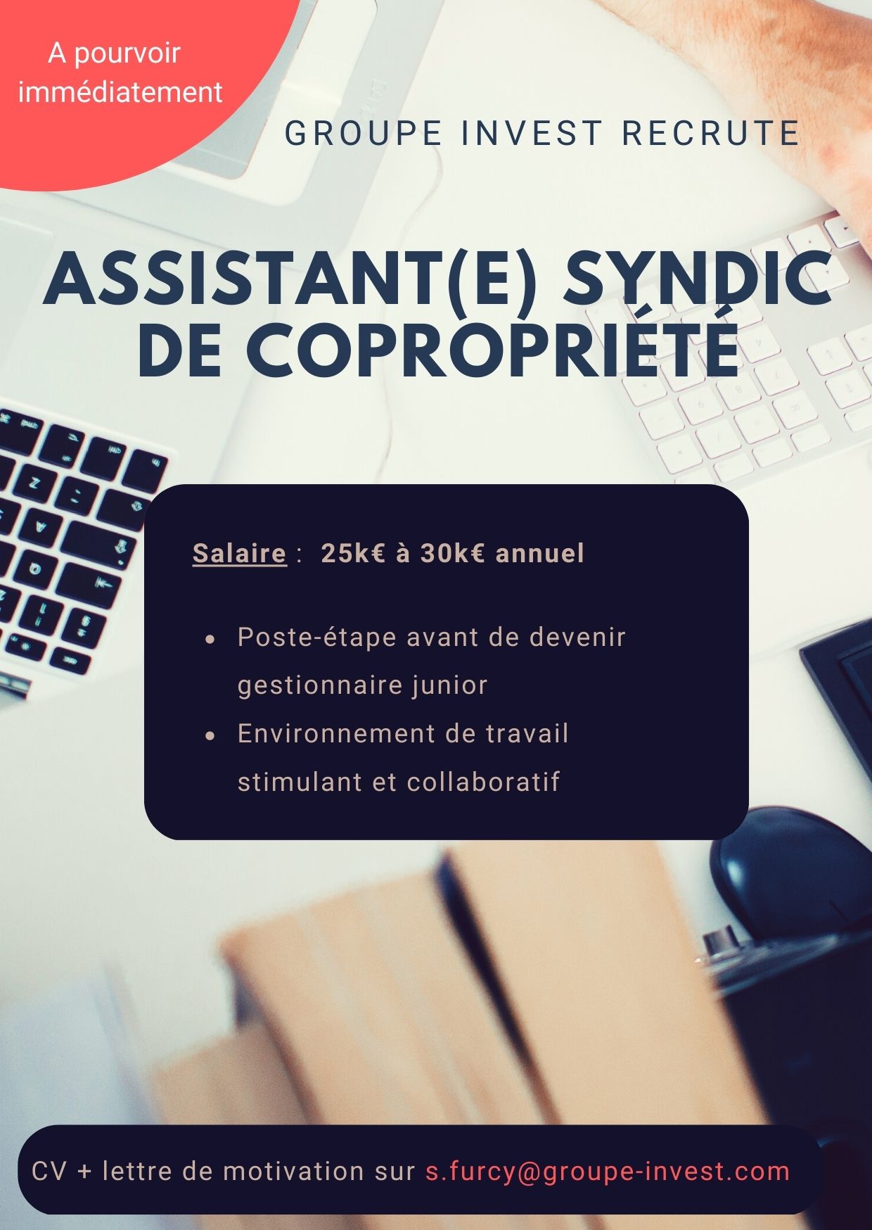 "Offre emploi Immobilier : Assistant(e) copropriété"