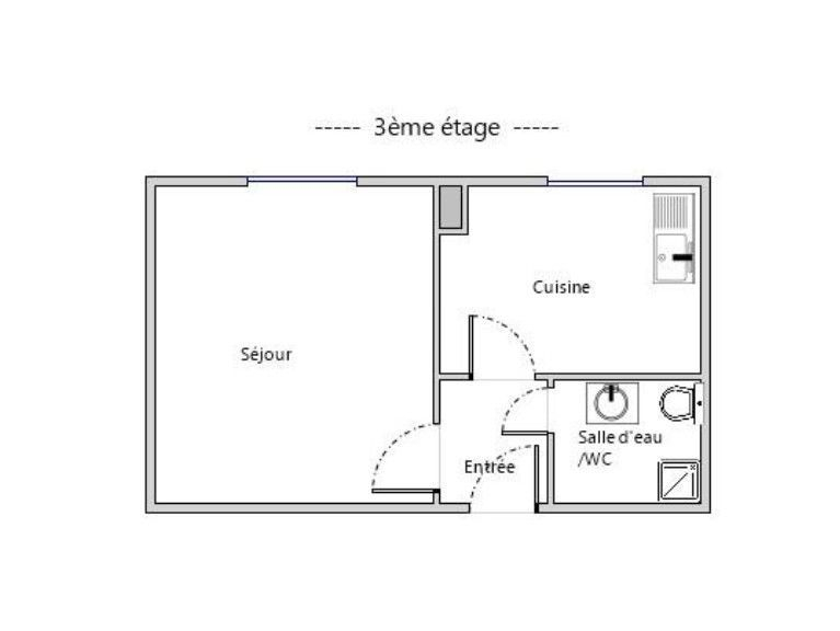 Location Appartement  1 pièce (studio) - 22.47m² 92110 Clichy