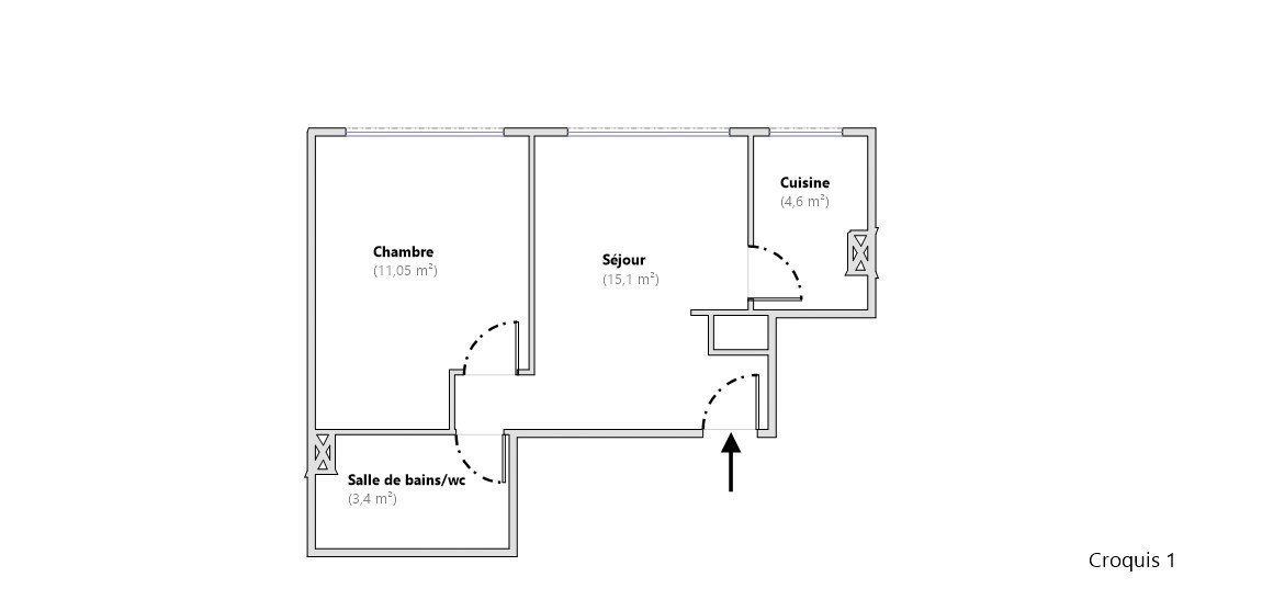 Location Appartement  2 pièces - 34.15m² 75016 Paris