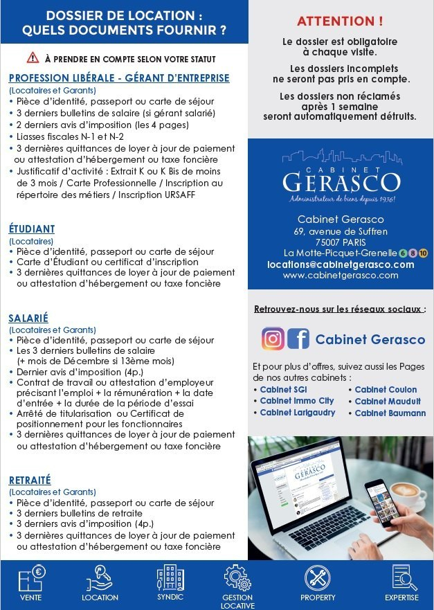 Location Appartement  2 pièces - 34.12m² 75015 Paris