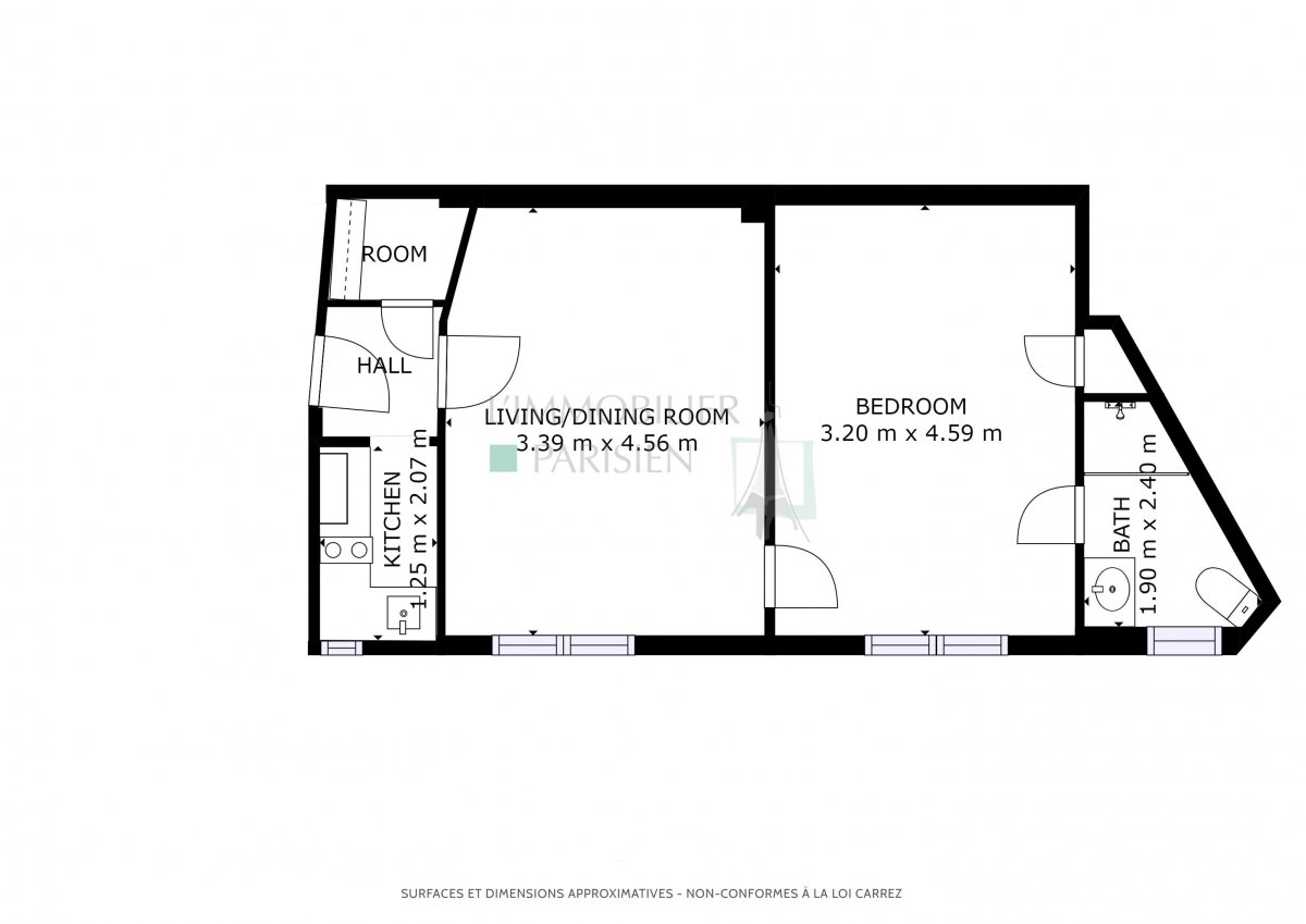 Vente Appartement  2 pices - 38.35m 75018 Paris 18