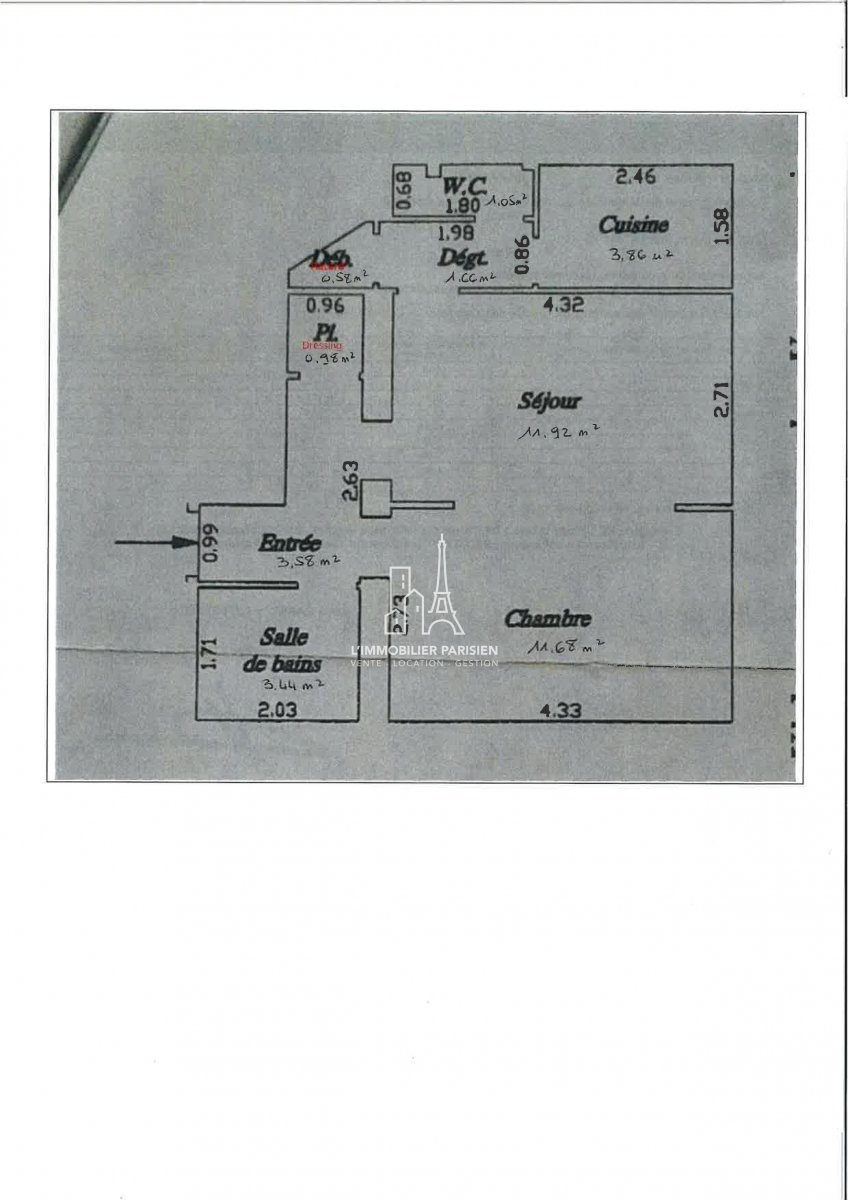 Vente Appartement  2 pices - 39.4m 75011 Paris