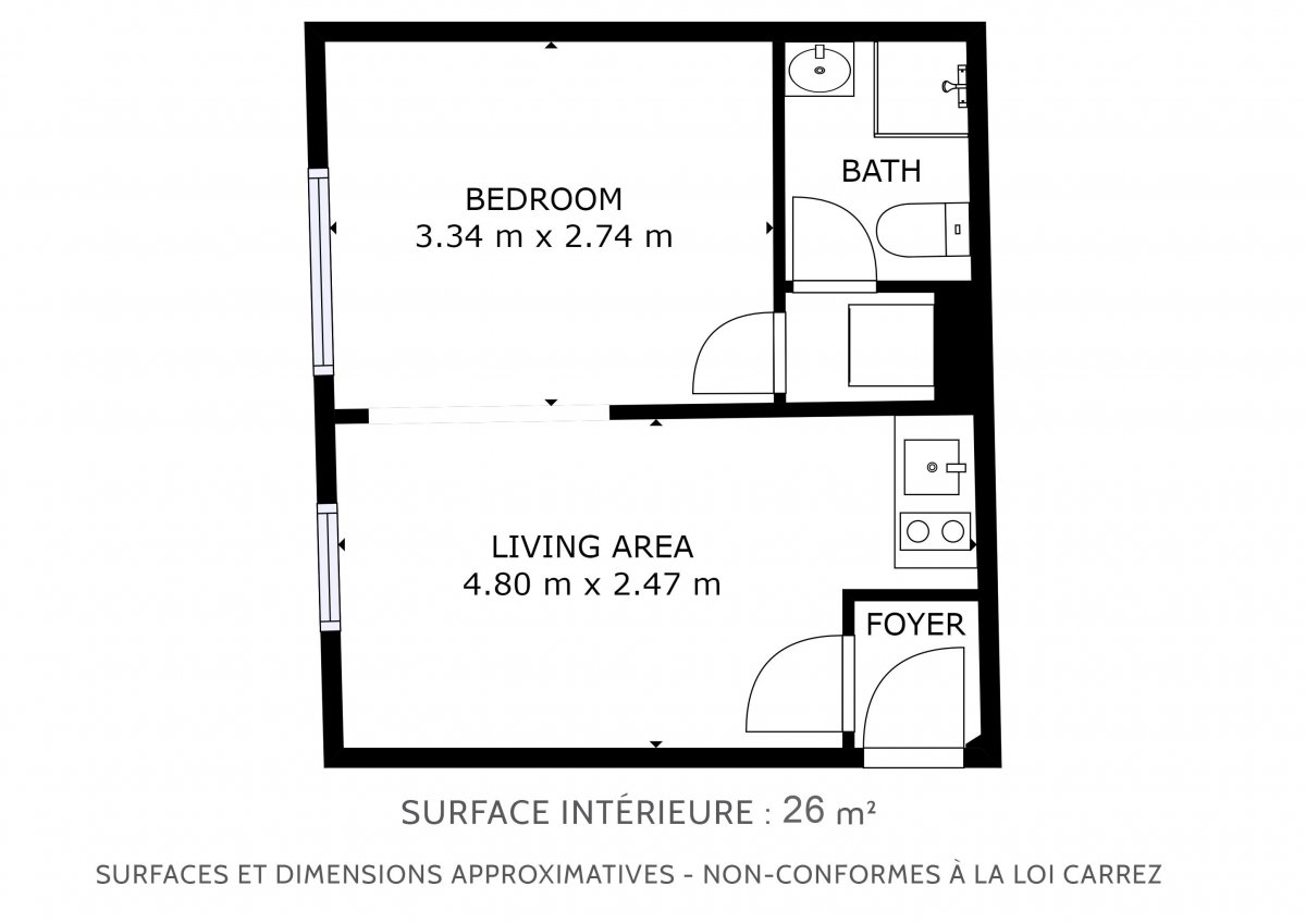 Vente Appartement  2 pices - 24.01m 75017 Paris