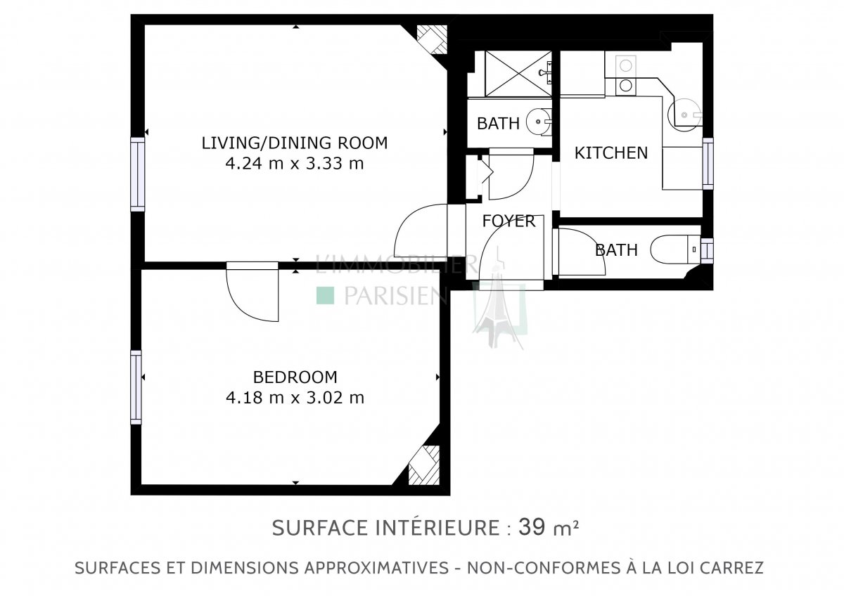 Vente Appartement  2 pices - 36.17m 75017 Paris