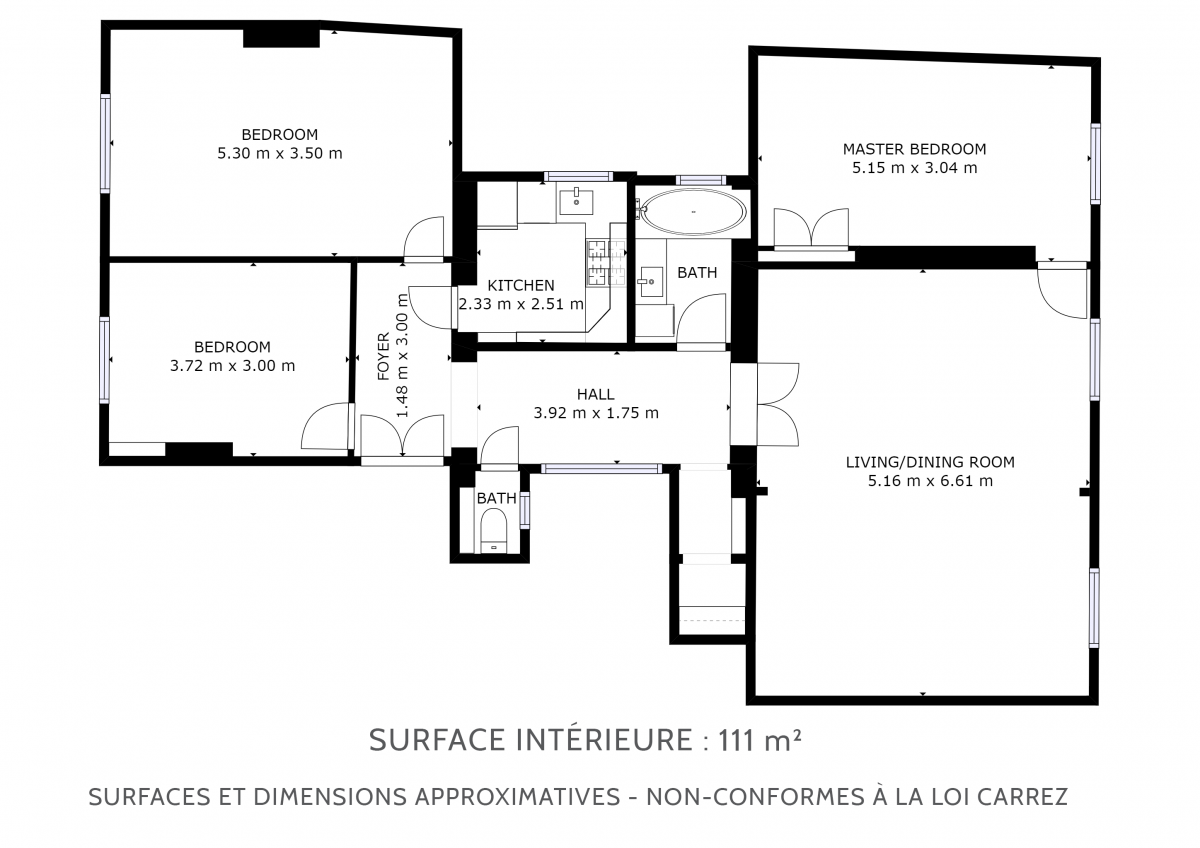 Vente Appartement  5 pices - 104m 75018 Paris