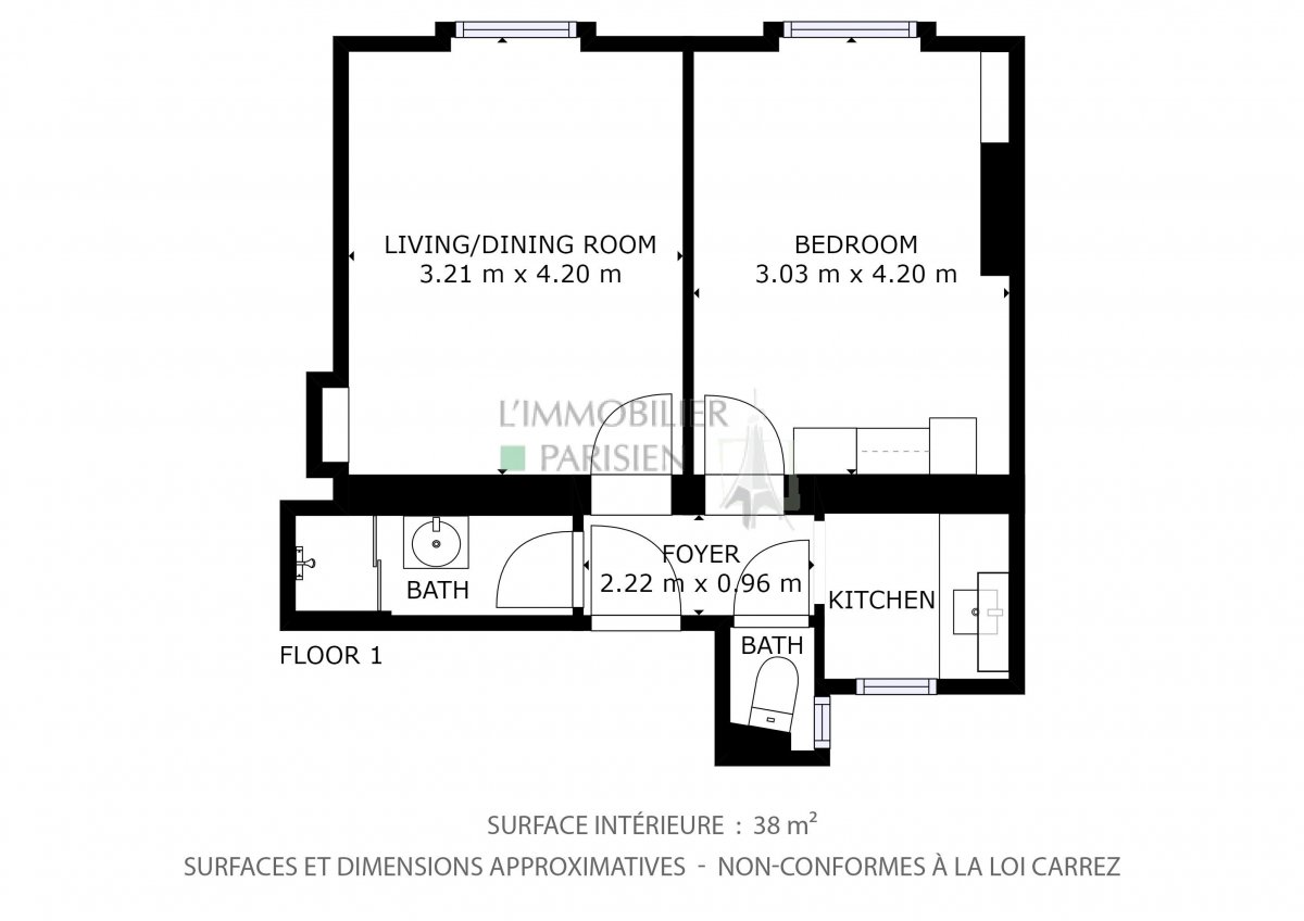Vente Appartement  2 pices - 33m 75018 Paris