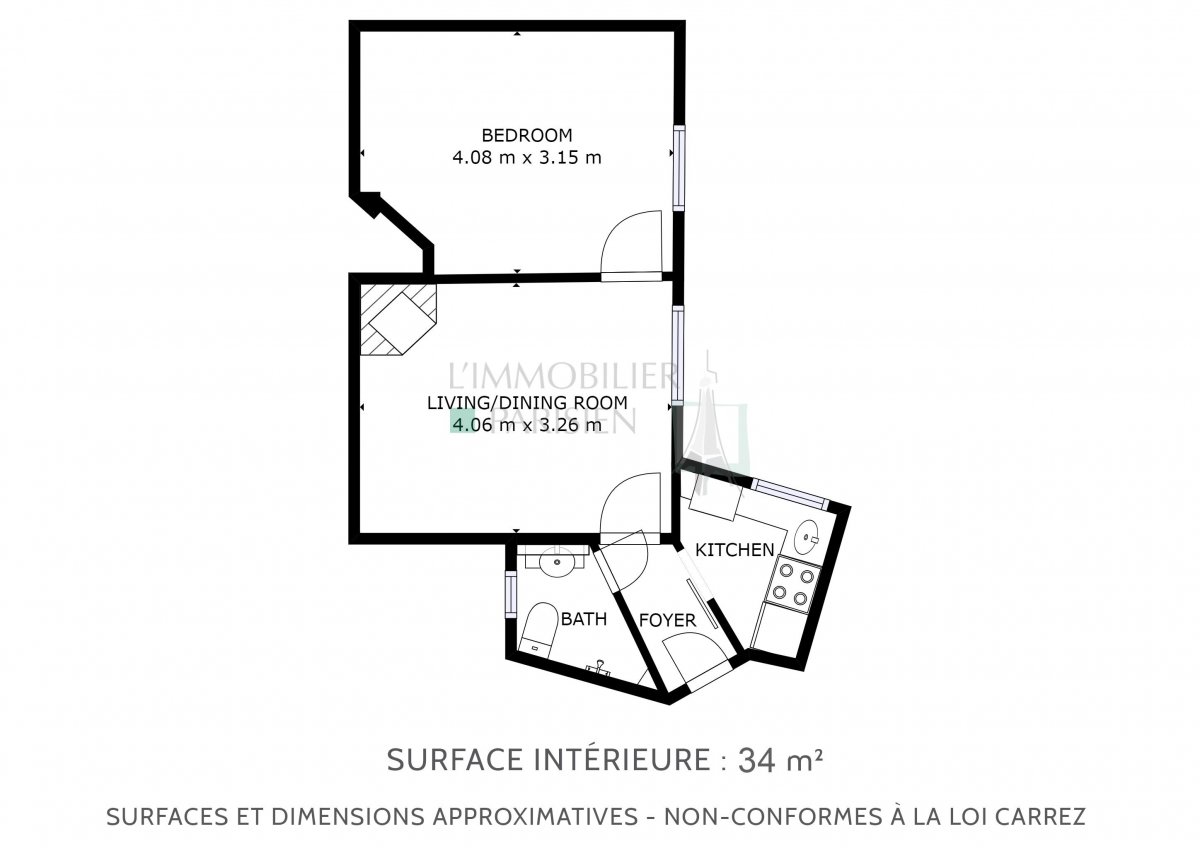 Vente Appartement  2 pices - 32.34m 75018 Paris 18
