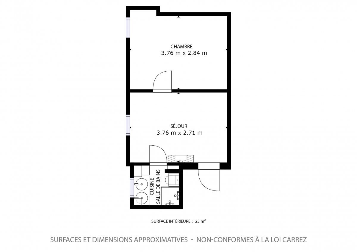 Vente Appartement  2 pices - 23.5m 75004 Paris