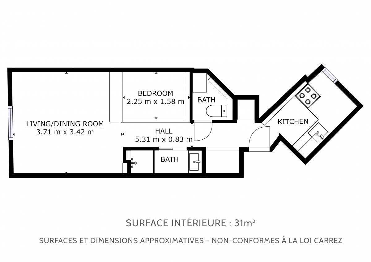 Vente Appartement  1 pice (studio) - 28m 75009 Paris