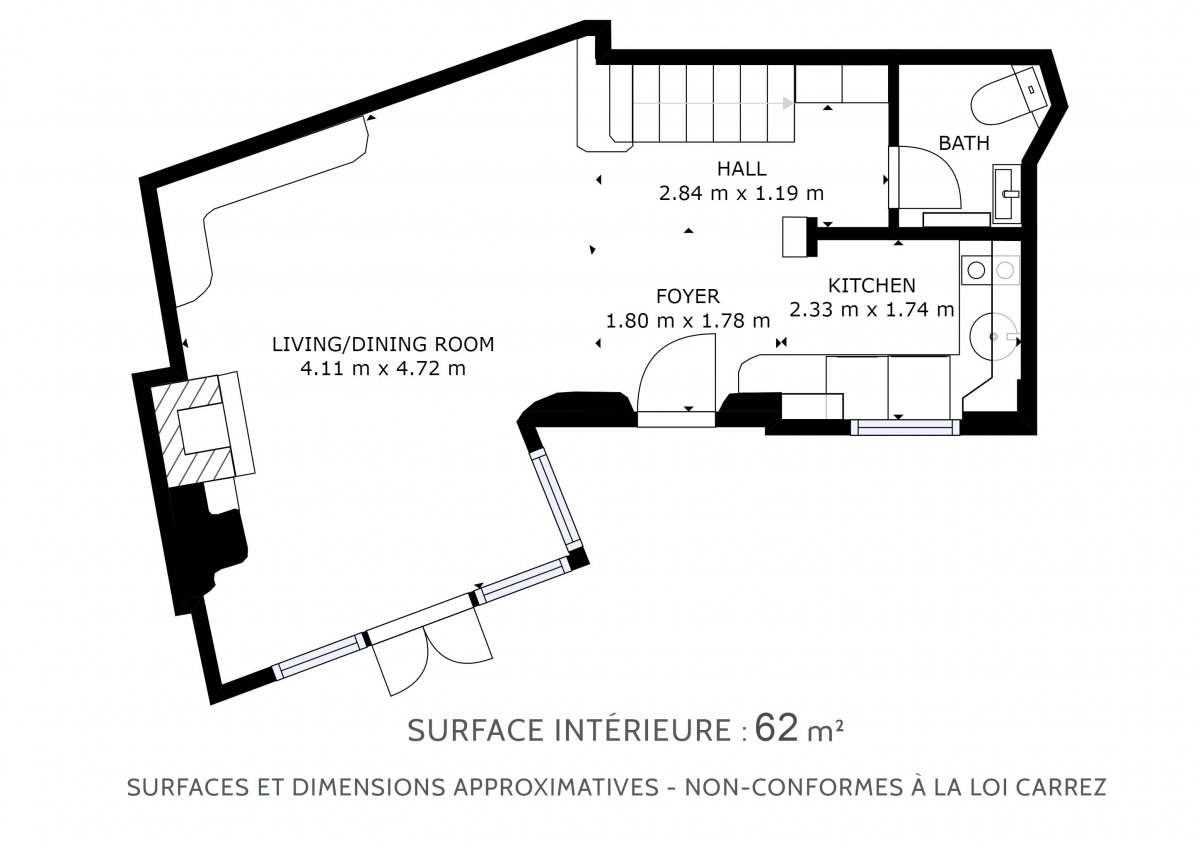 Vente Appartement  2 pices - 69m 75009 Paris