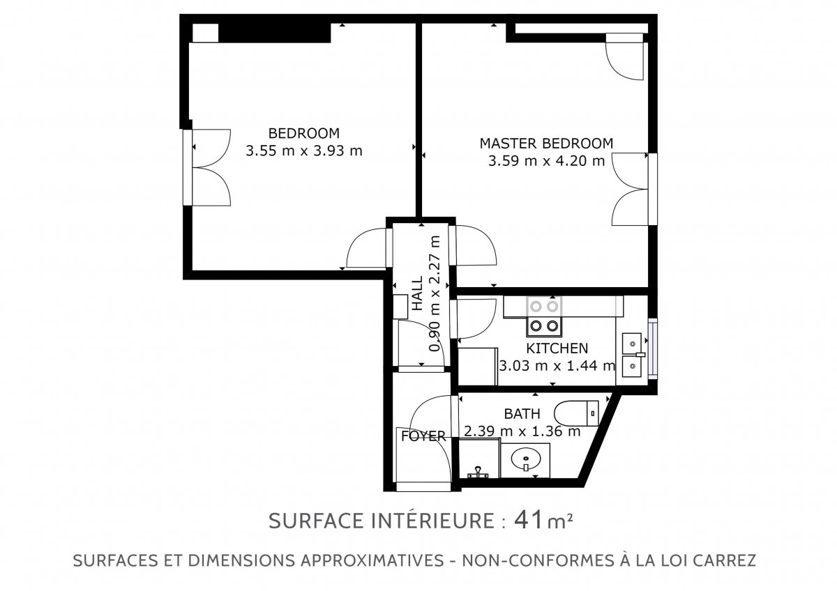 Vente Appartement  2 pices - 36.34m 75018 Paris