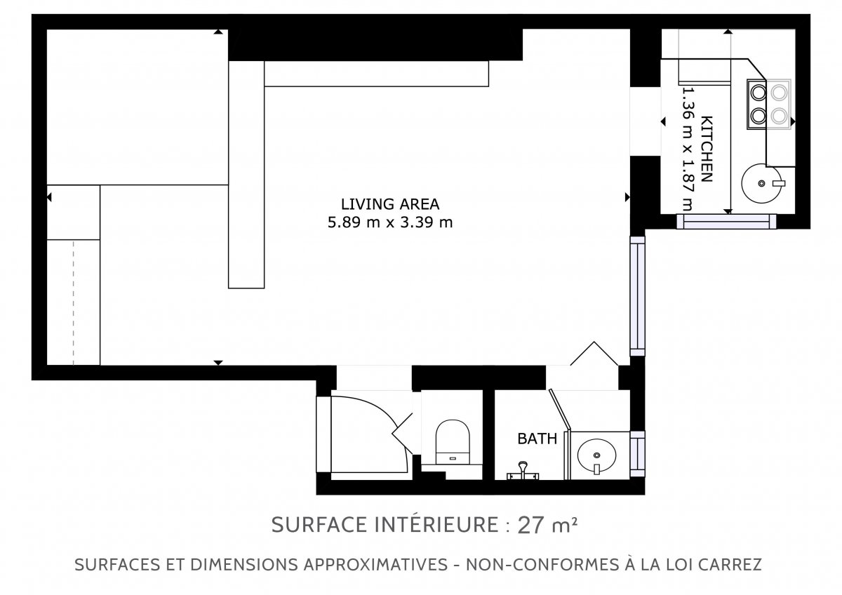 Vente Appartement  1 pice (studio) - 24.01m 75009 Paris