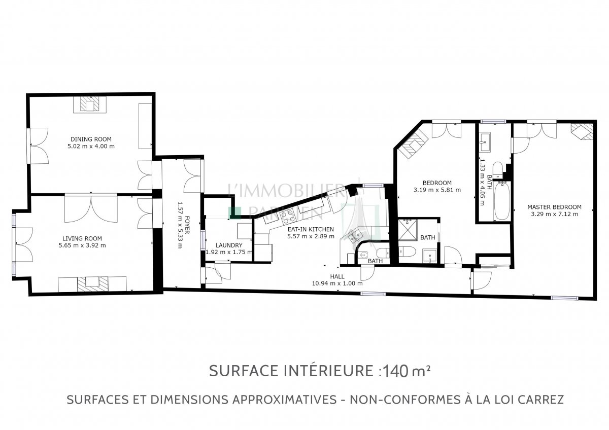 Vente Appartement  4 pices - 128.11m 75009 Paris