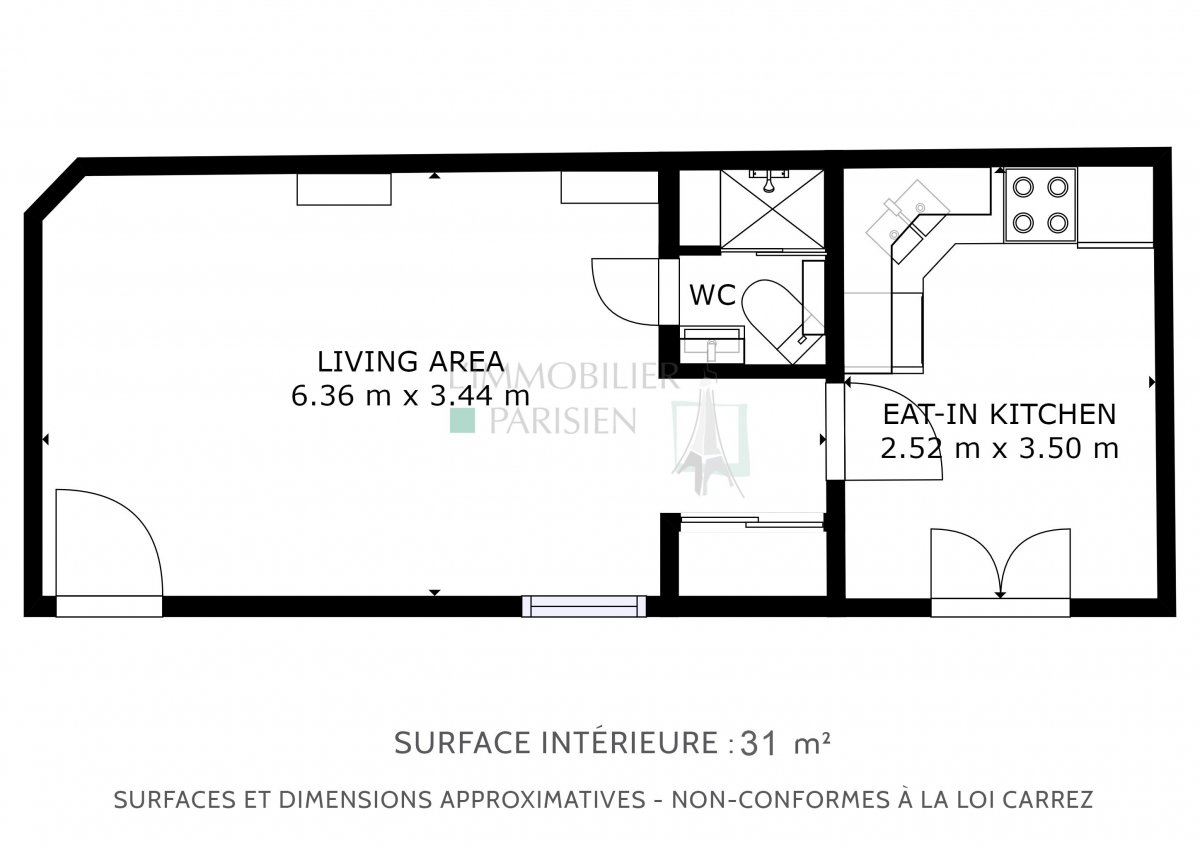 Vente Appartement  1 pice (studio) - 30.11m 75009 Paris