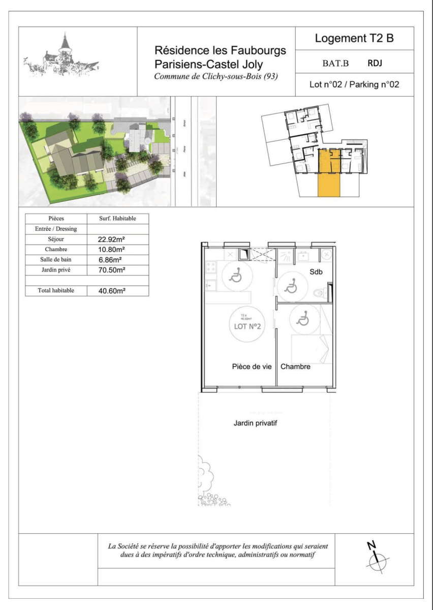 Vente Appartement 2 pièces - 40m² 93390 Clichy-sous-bois