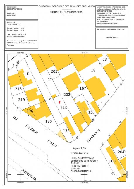 Vente Terrain  - 253m 93100 Montreuil