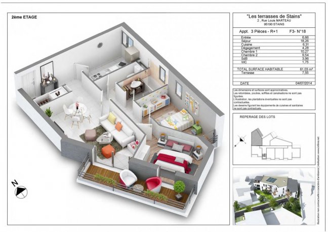 Vente Appartement  3 pi�ces - 61m� 93240 Stains