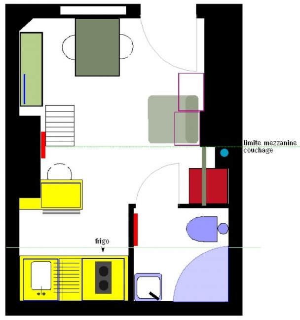 Location Appartement meubl 1 pice (studio) - 15m  