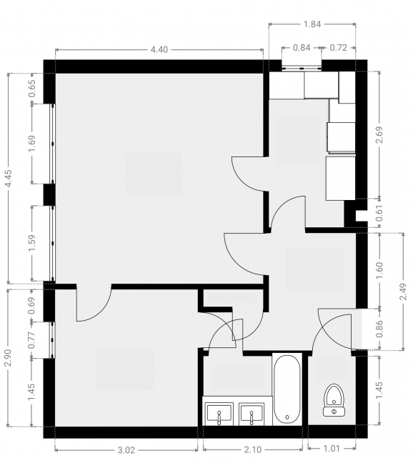 Vente Appartement  2 pices - 46.44m 75005 Paris