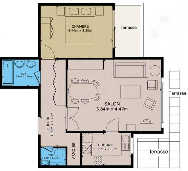 Location Appartement meubl� 2 pi�ces - 61m� 75006 Paris