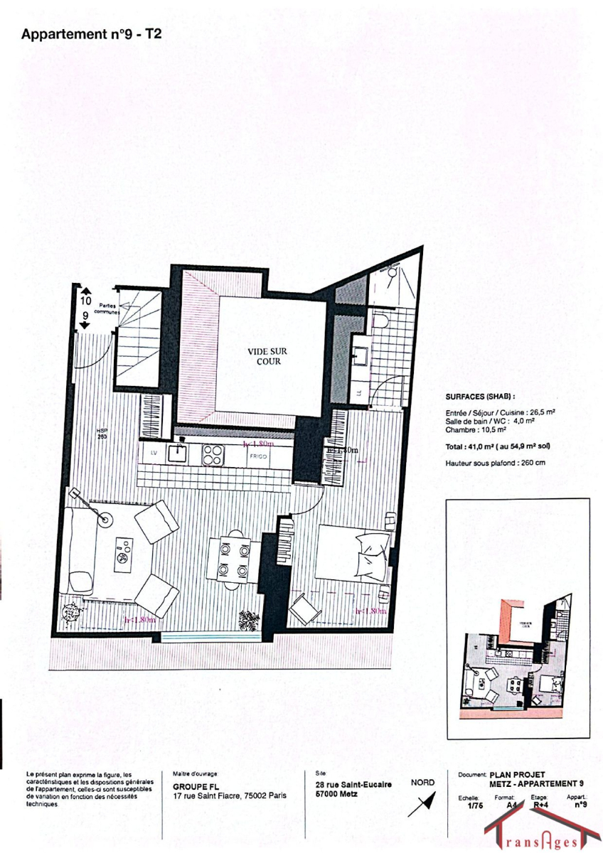 Location Appartement  2 pièces - 42m² 57000 Metz