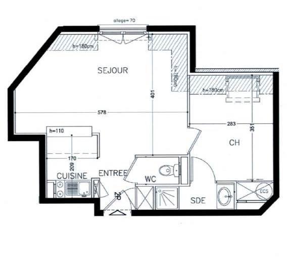 Location Appartement 2 pièces - 38.13m² 77210 Avon