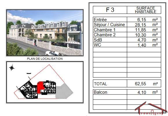 Vente Appartement  3 pices - 62.55m 91600 Savigny-sur-orge
