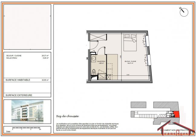 Vente Appartement  1 pice (studio) - 30.65m 91380 Chilly-mazarin