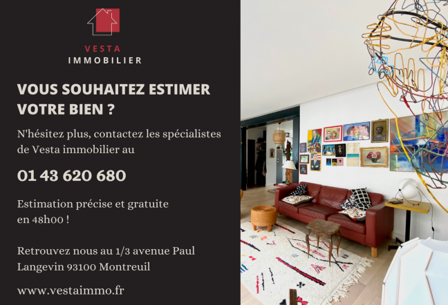 Vente Appartement  4 pices - 71m 93100 Montreuil